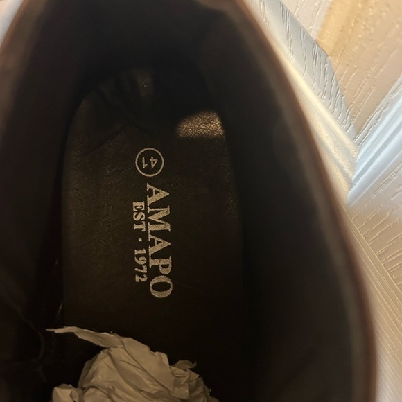 “Amapo” NWOT Men’s Brown Vegan Leather Side Zipper Ankle Boot Size 8.5/41 - Picture 5 of 14